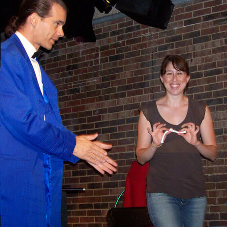 Chicago area woman celebrates birthday by helping comedy magician perform rope trick!
